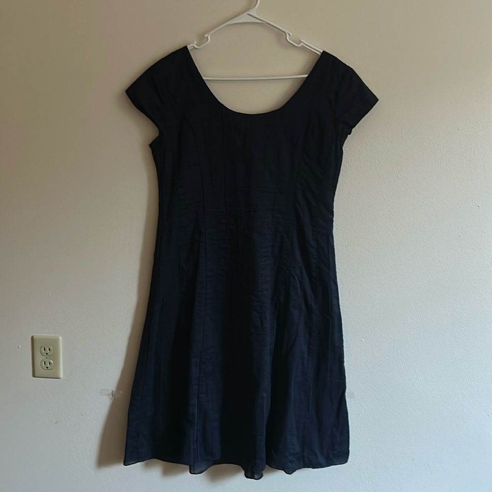 Excellent Condition J Jones New York Navy Blue Lined Cotton Midi Dress..Size: S